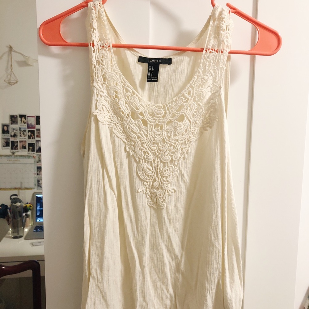 White flowy lace top